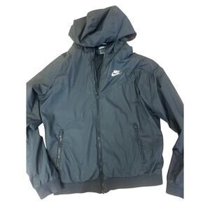 NIke Mens Jacket with Hood Black Zipper Pockets Mens Small